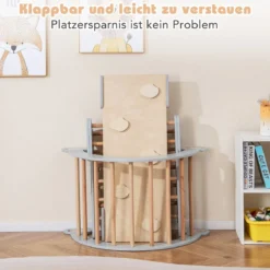 4 in 1 Kletterdreieck mit Rutsche & Kletterbogen & Doppelseitige Rampe Klettergerüst Natur/Bunt/Mehrfärbig/Grau/Weiß