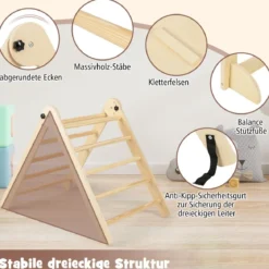 7 in 1 Kletterdreieck mit Rutsche Klettergerüst für Kinder ab 3 Jahren Tritthocker Kreidetafel
