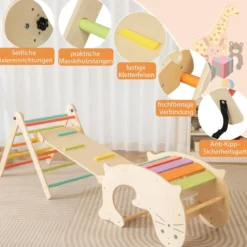 7 in 1 Klettergerüst Kletterdreieck mit Rutsche Kletterdreieck für Kinder ab 3 Jahren