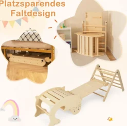 7 in 1 Klettergerüst Kletterdreieck mit Rutsche Kletterdreieck für Kinder ab 3 Jahren