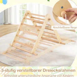 3 in 1 Klettergerüst Kletterdreieck & Kletterleiter & Wippe Klappbares Holz Sprossendreieck