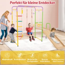 8 in 1 Klettergerüst Kletterwand & Affenstangen & Leiter & Seil & Turnring & Schaukel & Rutsche & Kletterer