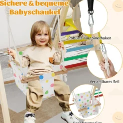 4 in 1 Klettergerüst mit Babyschaukel & Ruheplattform & Kletterrampe & Leiter Montessori Kletterset Bunt