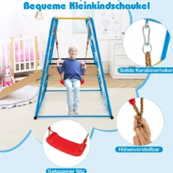 6 in 1 Klettergerüst Schaukel & Rutsche & Kletterstange & Kletterleiter & Seilwand für Kinder ab 3 Jahre
