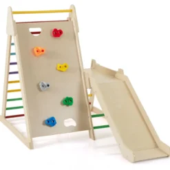 3 in 1 Kletterleiter & Kletterwand & Rutsche Indoor Klettergerüst zum Klettern & Rutschen Bunt