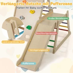 3 in 1 Kletterleiter & Kletterwand & Rutsche Indoor Klettergerüst zum Klettern & Rutschen Bunt