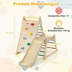 3 in 1 Kletterleiter & Kletterwand & Rutsche Indoor Klettergerüst zum Klettern & Rutschen Bunt