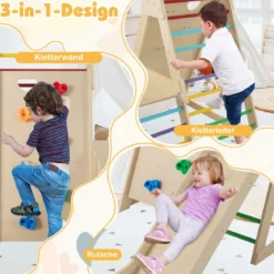 3 in 1 Kletterleiter & Kletterwand & Rutsche Indoor Klettergerüst zum Klettern & Rutschen Bunt