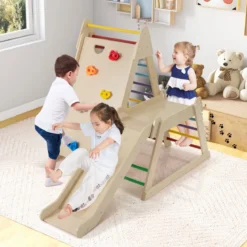 3 in 1 Kletterleiter & Kletterwand & Rutsche Indoor Klettergerüst zum Klettern & Rutschen Bunt