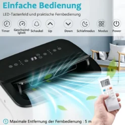 5 in 1 Klimaanlage mit Abluftschlauch 24H-Timer 14000BTU Mobiles Klimagerät für Raumgröße bis 30㎡