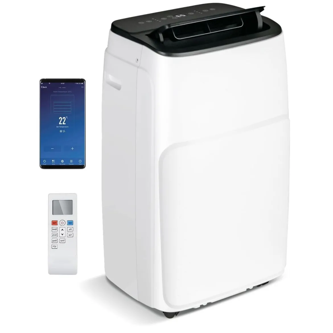 5 in 1 Klimaanlage mit Abluftschlauch 24H-Timer 14000BTU Mobiles Klimagerät für Raumgröße bis 30㎡