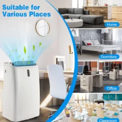 5 in 1 Klimagerät 14000 BTU Heiz&Kühl&Ventilator&Entfeucht Tragbare Klimaanlage für 40 ㎡ 44,5 x 39 x 77 cm Weiß
