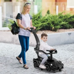 3-in-1 Lamborghini Rutschauto Schiebauto mit Scheinwerfern & Musik & Stauraum Weiß/Schwarz/Rosa