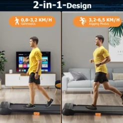 2 in 1 Laufband Unter dem Schreibtisch mit Uhrähnlicher Fernbedienung & LED-Anzeige