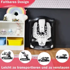 4 in 1 Lauflernhilfe Lauflernwagen Klappbar mit Einstellbarer Höhe 15kg Belastbar