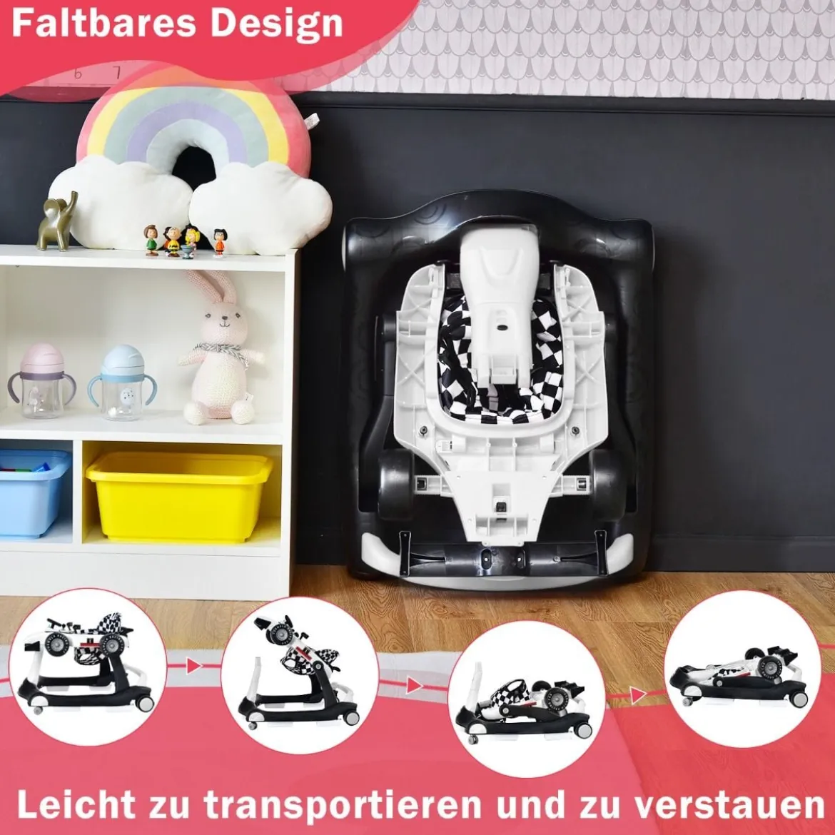 4 in 1 Lauflernhilfe Lauflernwagen Klappbar mit Einstellbarer Höhe 15kg Belastbar