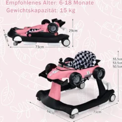 4 in 1 Lauflernhilfe Lauflernwagen Klappbar mit Einstellbarer Höhe 15kg Belastbar