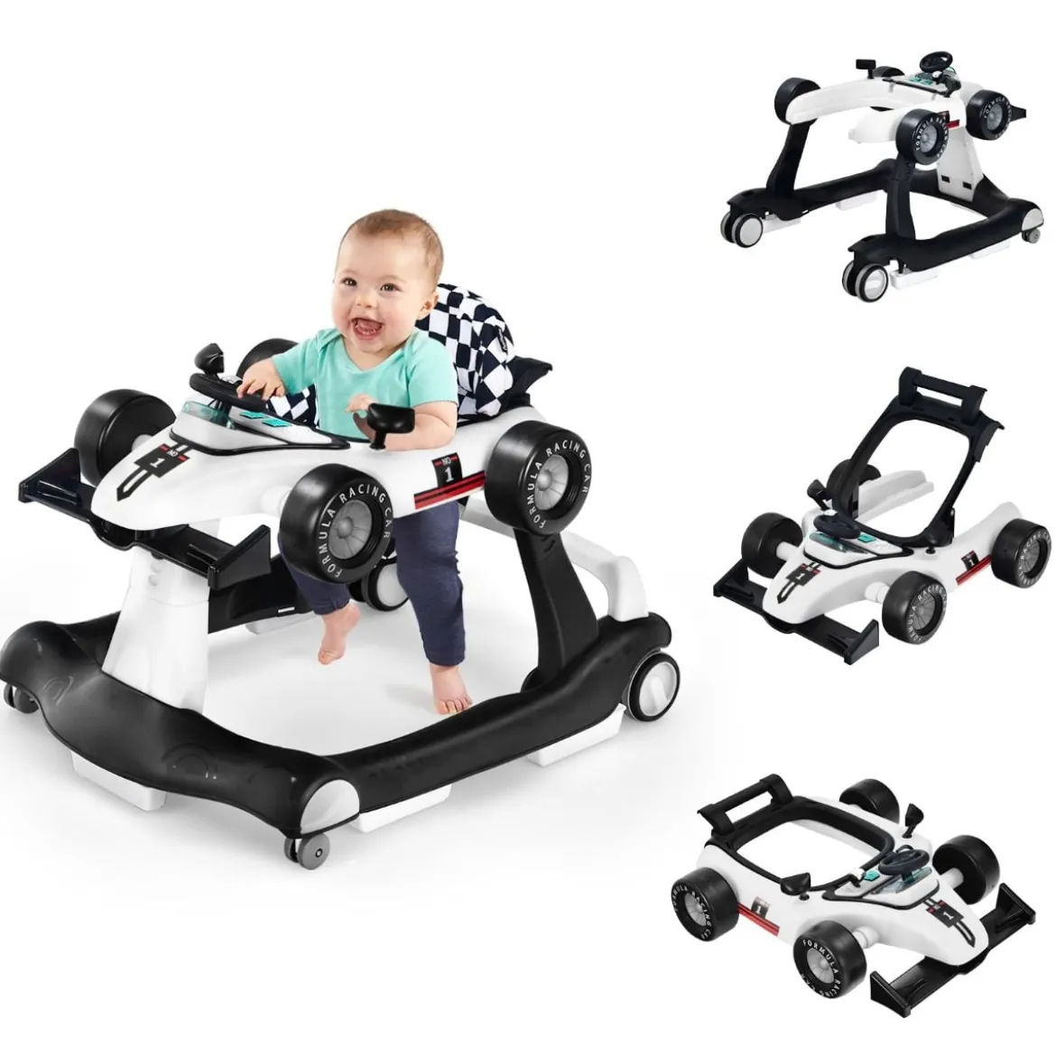 4 in 1 Lauflernhilfe Lauflernwagen Klappbar mit Einstellbarer Höhe 15kg Belastbar