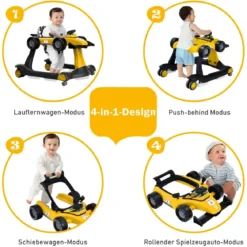 4 in 1 Lauflernhilfe Lauflernwagen Klappbar mit Einstellbarer Höhe 15kg Belastbar