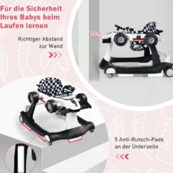 4 in 1 Lauflernhilfe Lauflernwagen Klappbar mit Einstellbarer Höhe 15kg Belastbar