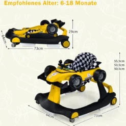 4 in 1 Lauflernhilfe Lauflernwagen Klappbar mit Einstellbarer Höhe 15kg Belastbar