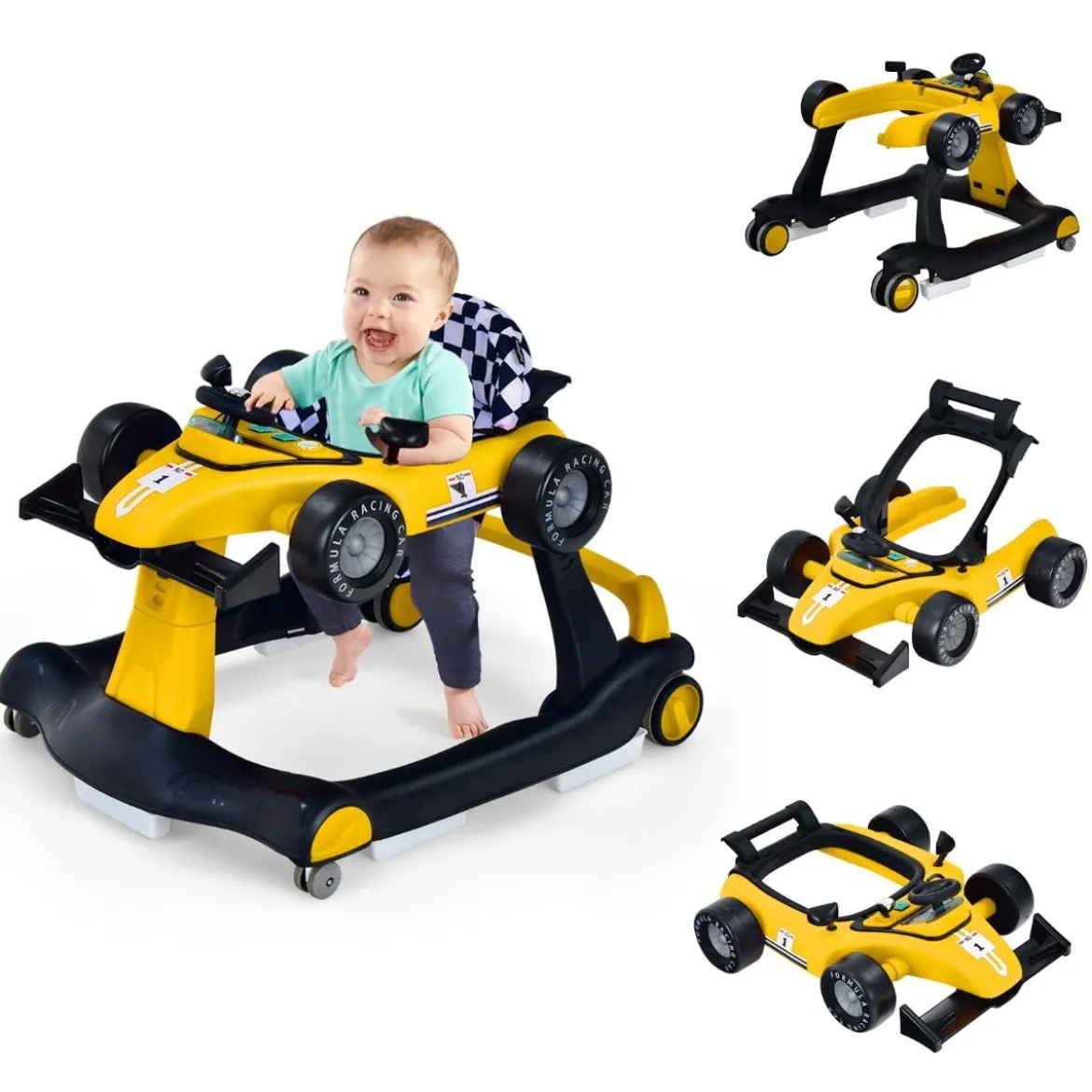 4 in 1 Lauflernhilfe Lauflernwagen Klappbar mit Einstellbarer Höhe 15kg Belastbar
