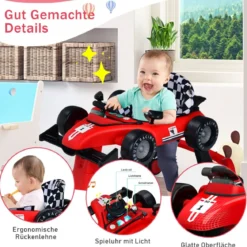 4 in 1 Lauflernhilfe Lauflernwagen Klappbar mit Einstellbarer Höhe 15kg Belastbar