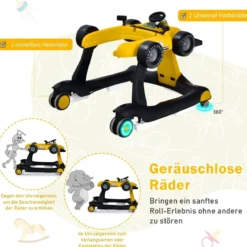 4 in 1 Lauflernhilfe Lauflernwagen Klappbar mit Einstellbarer Höhe 15kg Belastbar
