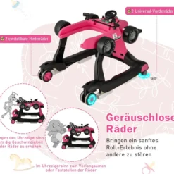 4 in 1 Lauflernhilfe Lauflernwagen Klappbar mit Einstellbarer Höhe 15kg Belastbar