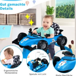 4 in 1 Lauflernhilfe Lauflernwagen Klappbar mit Einstellbarer Höhe 15kg Belastbar