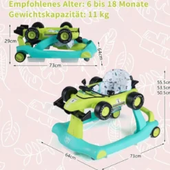 4 in 1 Lauflernhilfe Lauflernwagen Klappbar mit Einstellbarer Höhe 15kg Belastbar
