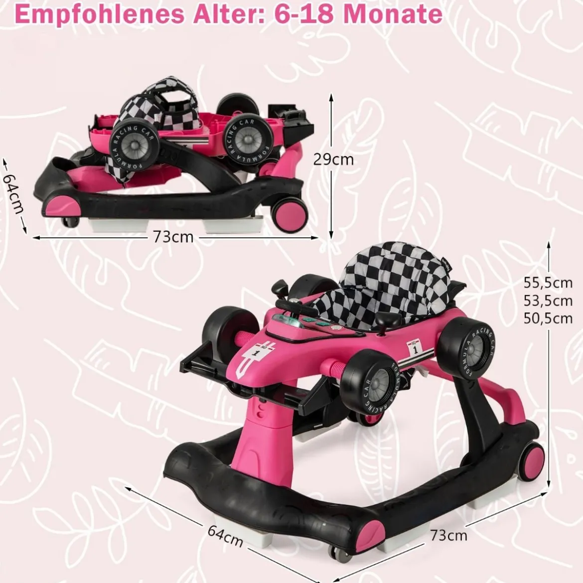 4 in 1 Lauflernhilfe Lauflernwagen Klappbar mit Einstellbarer Höhe 15kg Belastbar