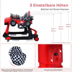 4 in 1 Lauflernhilfe Lauflernwagen Klappbar mit Einstellbarer Höhe 15kg Belastbar