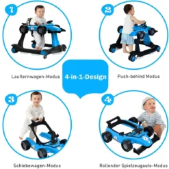 4 in 1 Lauflernhilfe Lauflernwagen Klappbar mit Einstellbarer Höhe 15kg Belastbar