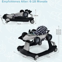 4 in 1 Lauflernhilfe Lauflernwagen Klappbar mit Einstellbarer Höhe 15kg Belastbar