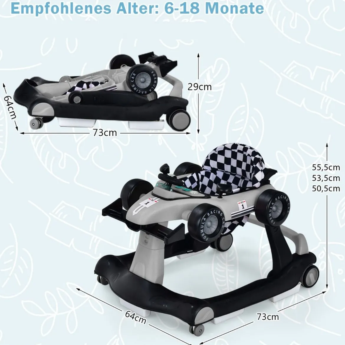 4 in 1 Lauflernhilfe Lauflernwagen Klappbar mit Einstellbarer Höhe 15kg Belastbar