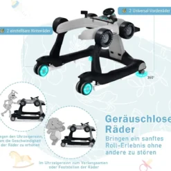 4 in 1 Lauflernhilfe Lauflernwagen Klappbar mit Einstellbarer Höhe 15kg Belastbar