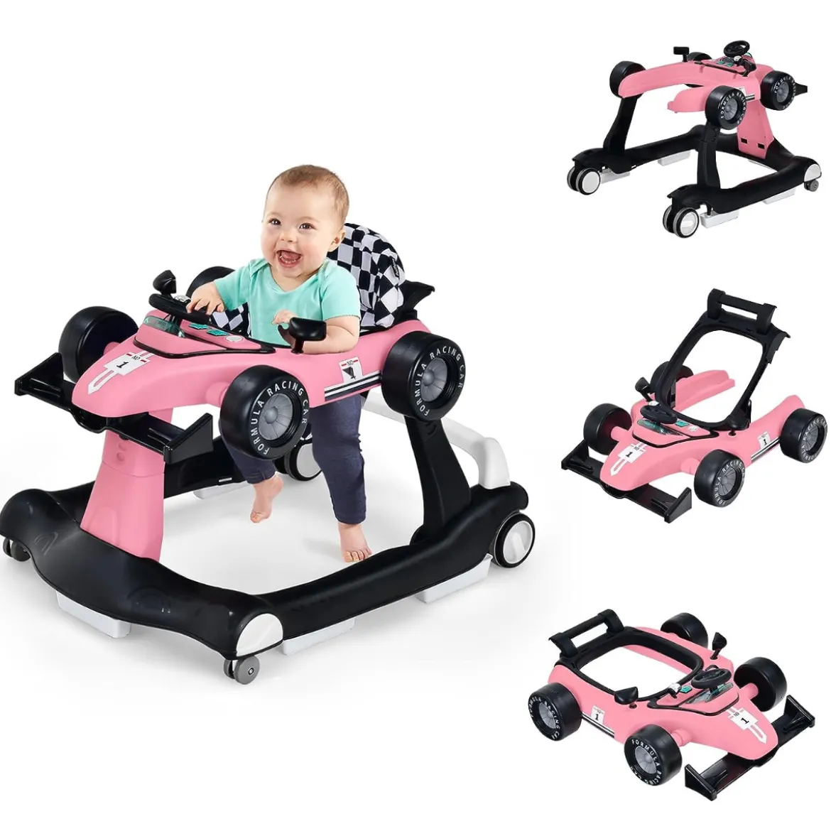 4 in 1 Lauflernhilfe Lauflernwagen Klappbar mit Einstellbarer Höhe 15kg Belastbar