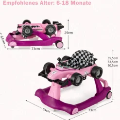 4 in 1 Lauflernhilfe Lauflernwagen Klappbar mit Einstellbarer Höhe 15kg Belastbar