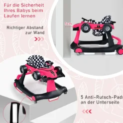 4 in 1 Lauflernhilfe Lauflernwagen Klappbar mit Einstellbarer Höhe 15kg Belastbar