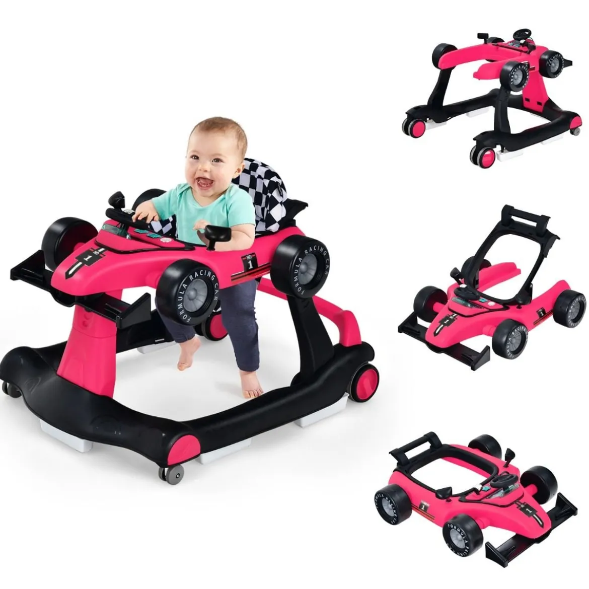 4 in 1 Lauflernhilfe Lauflernwagen Klappbar mit Einstellbarer Höhe 15kg Belastbar