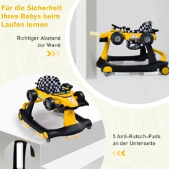 4 in 1 Lauflernhilfe Lauflernwagen Klappbar mit Einstellbarer Höhe 15kg Belastbar