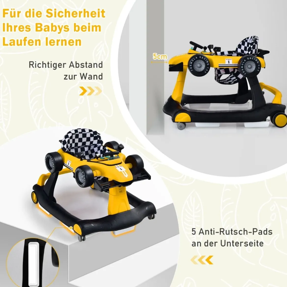4 in 1 Lauflernhilfe Lauflernwagen Klappbar mit Einstellbarer Höhe 15kg Belastbar