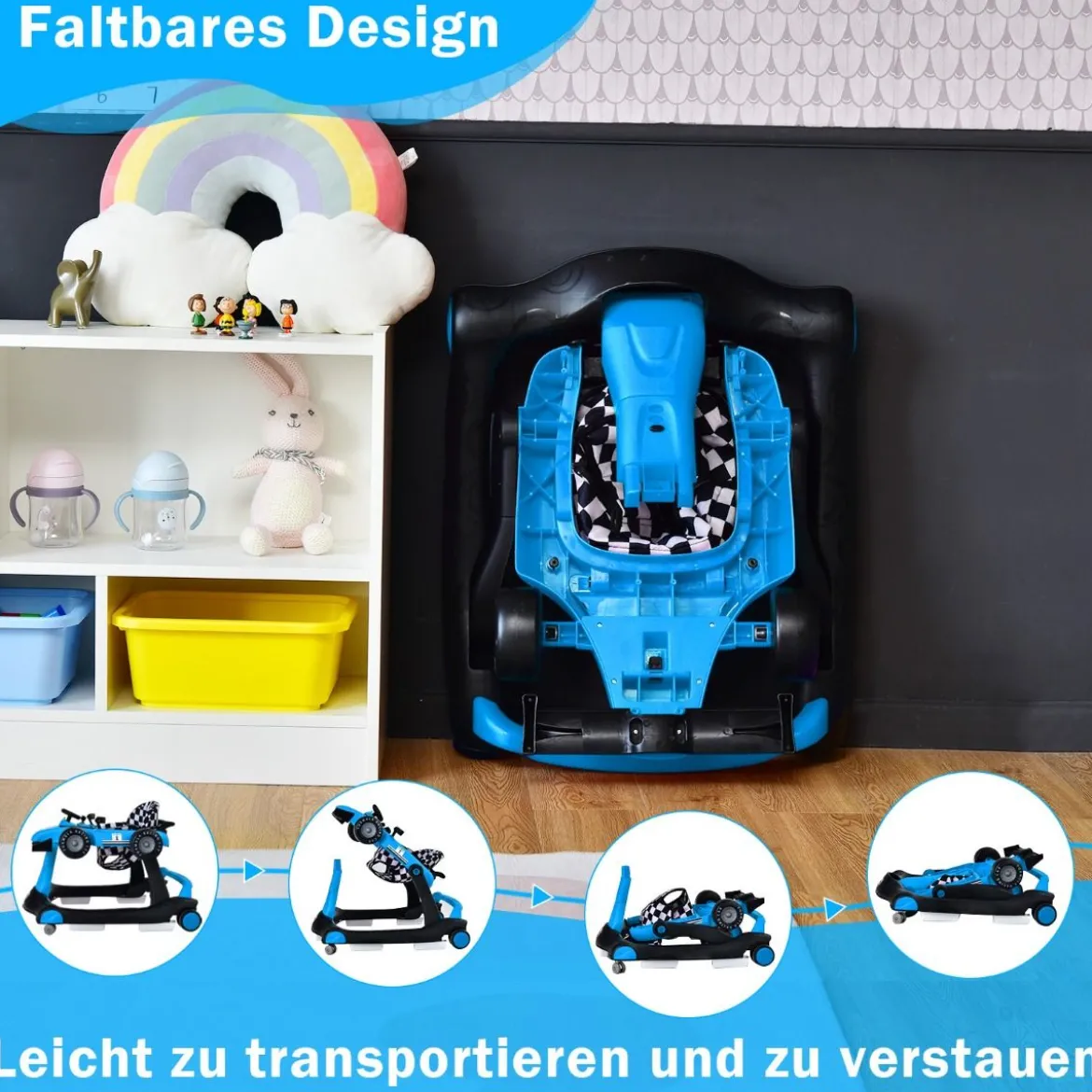 4 in 1 Lauflernhilfe Lauflernwagen Klappbar mit Einstellbarer Höhe 15kg Belastbar