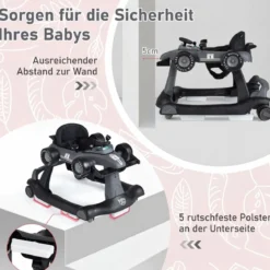 4 in 1 Lauflernhilfe Lauflernwagen Klappbar mit Einstellbarer Höhe 15kg Belastbar