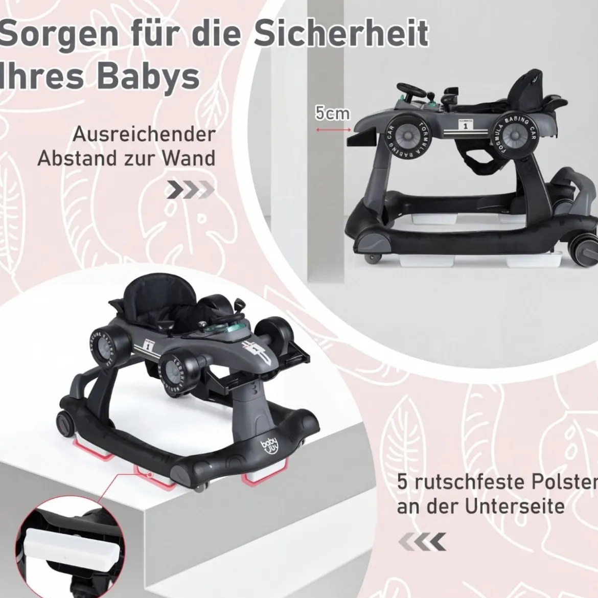 4 in 1 Lauflernhilfe Lauflernwagen Klappbar mit Einstellbarer Höhe 15kg Belastbar