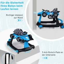 4 in 1 Lauflernhilfe Lauflernwagen Klappbar mit Einstellbarer Höhe 15kg Belastbar