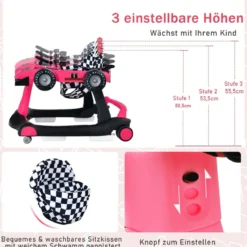 4 in 1 Lauflernhilfe Lauflernwagen Klappbar mit Einstellbarer Höhe 15kg Belastbar