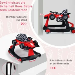 4 in 1 Lauflernhilfe Lauflernwagen Klappbar mit Einstellbarer Höhe 15kg Belastbar