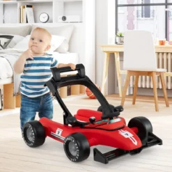 4 in 1 Lauflernhilfe Lauflernwagen klappbar mit einstellbarer Höhe Baby Walker Autoförmig Rot